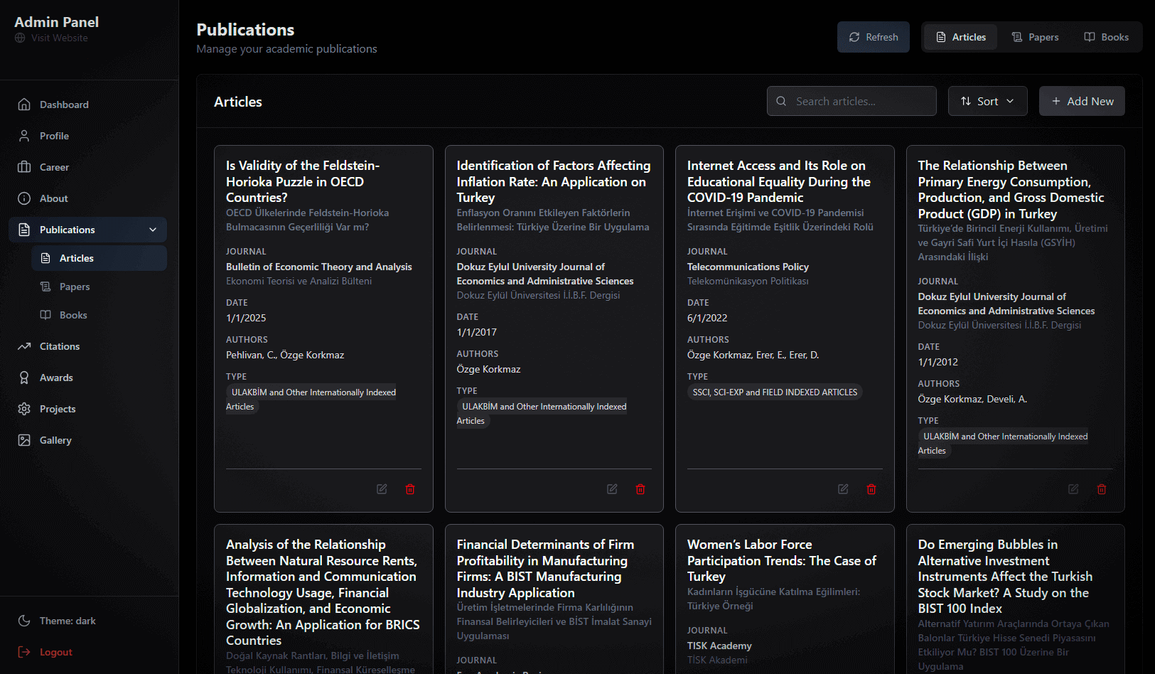 Profile customization view